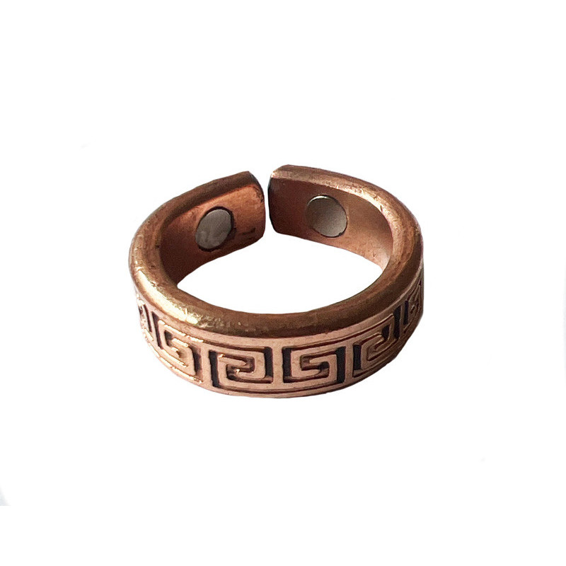 Bague cuivré avec aimants motif grec